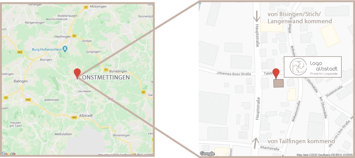 Anfahrtskarte zur Praxis logo albstadt